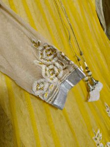 Yellow Striped Ethnic anarkali
