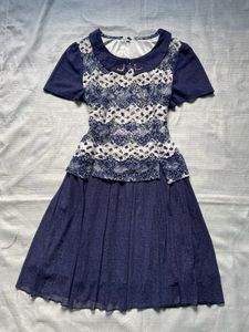 Blue &amp; White Lace Dress