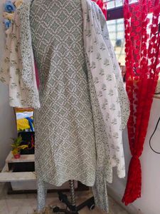 Elegant Green Printed Kurta Set with Dupatta