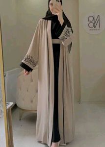 Biege black jacket abaya