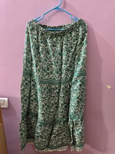 Women's Green Floral Print Skirt
