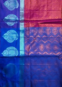 Royal Blue Festival Silk Saree With Megenta Pink P