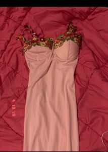 Floral Trimmed Pink Slip Dress
