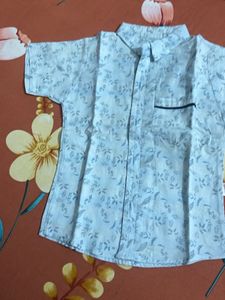 Baby Girl's Blue Floral Shirt &amp; Denim Shorts Set