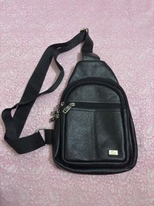 Stylish Black Leather Sling Bag