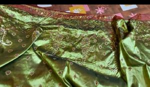 Elegant Olive Green Saree with Gold Embroidery