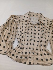 Polka Dot Puff Sleeve Top