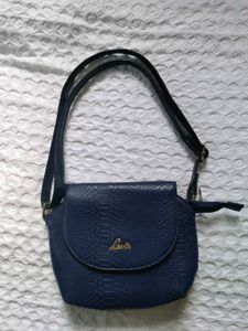 Lavie Navy Blue Textured Crossbody Bag