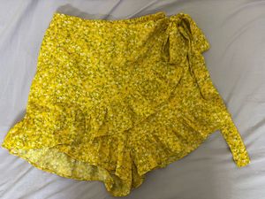 Yellow Floral Mini Skirt