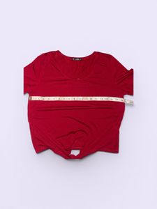 Chic Red Tie-Front V-Neck Top