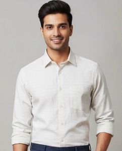 Classic Cream Button-Up Van Heusen Shirt