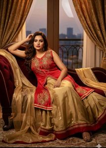 New Festive Red Gold Lehenga Choli