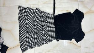 Vintage Velvet &amp; Houndstooth Mini Dress