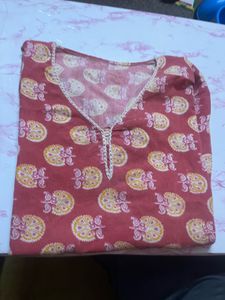 Women's Red Printed Kurta
