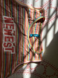 Striped Tank Top with "Newest" Graphic