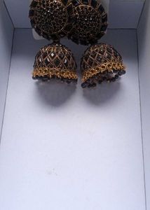 ✨🖤Elegant Black Floral Designer Jhumka Earrings