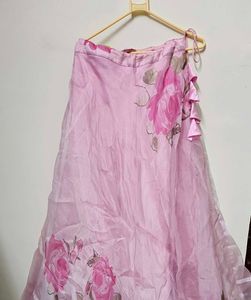 Pretty organza Pink Floral Ethnic Skirt