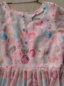 Georgette White Multi Colour Kurti