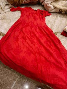 Vishudh Elegant Red Floral Nyra cut Dress