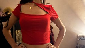 Red Asymmetrical Crop Top