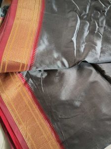 Elegant Grey Saree with Red Border