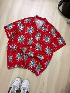 Vibrant Red Hawaiian Shirt