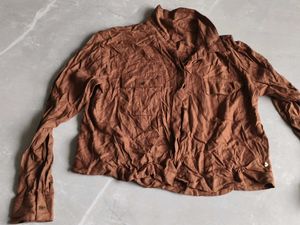 Brown Long Sleeve Button-Up Shirt