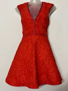 Branded Vibrant Red Lace mini Dress