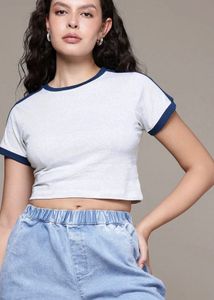 pack of 2 white &amp;Grey Crew Neck T-Shirt with Whit