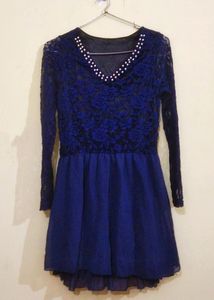 Lacy Blue One-piece / Full Sleeve Short Dress