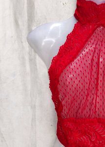 Red Lace Halter Neck Crop Top