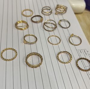 Set of 14 Gold-Tone Rings