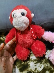 Cute Monkey Plush Toys - Red &amp; Pink