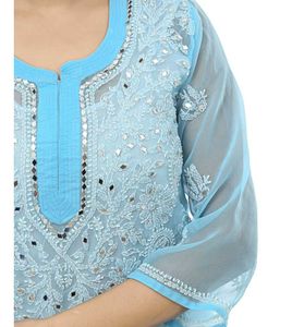 Sky Blue Embroidered Chikankari Kurta
