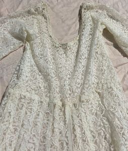 Full Elegant White Lace Dress