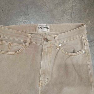 Khaki Wide Leg Jeans with Rips