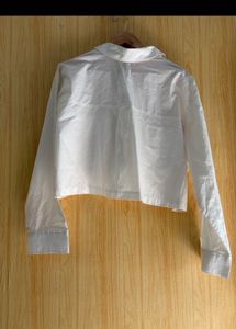 H&amp;M White Cropped Cargo Shirt