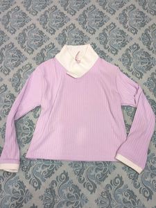 Lavender Ribbed Turtleneck Top