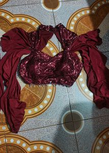 stylish draped skirt with sequence top 😍