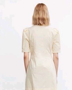 Pastel Puff Sleeve Button-Up Dress