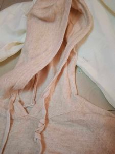 beige Embroidered Hoodie