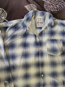 Men's Blue &amp; White Plaid Shirt