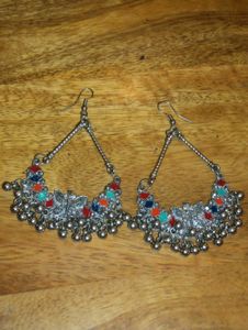 Oxidised silver Jhumka earrings