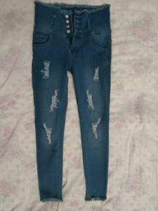 Stylish Distressed High-Waisted Jeans