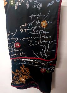 Modern Black Floral Embroidered Saree