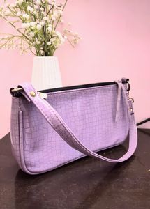 Lavender Croc Embossed Shoulder Bag