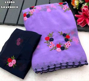 Beautiful Lavender Embroidered Saree
