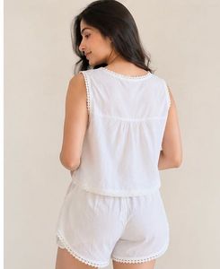 Cozy White Cotton Pajama Set