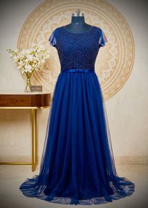 Royal Blue Beaded Princess Gown