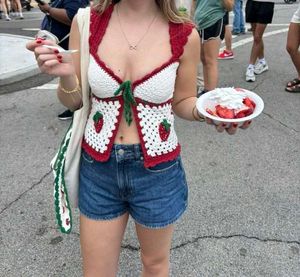 Crochet Strawberry Halter Top